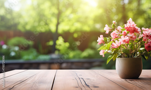 A Lovely Spring Garden with a Work Table a Perfect Slide Show Background