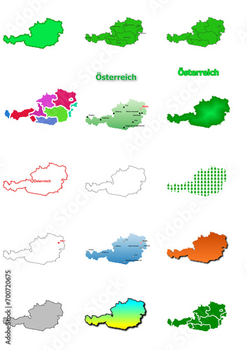 Karten von Österreich ClipArt Farbe und schwarz-weiß Karte 