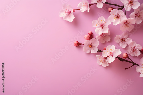 Wallpaper Mural Valentine's Day. greeting card template for wedding mothers or woman's day. springtime composition. flowers of cherry blossoms on pink background, in the style of textured compositions, poster Torontodigital.ca