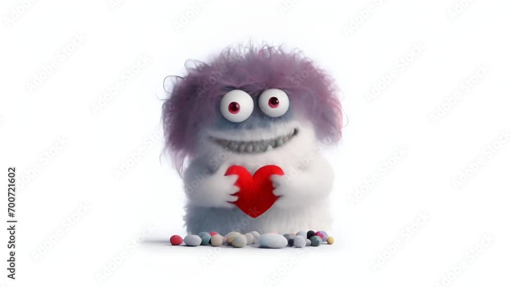 cute monster giving red heart cute monster giving red heart