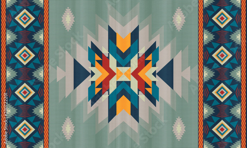American ethnic native pattern.Traditional Navajo,Aztec,Apache,Southwest and Mexican style fabric pattern.Abstract vector motifs pattern.Design for fabric,clothing,blanket,carpet,woven,wrap,decoration
