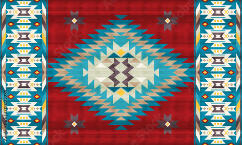 American ethnic native pattern.Traditional Navajo,Aztec,Apache,Southwest and Mexican style fabric pattern.Abstract vector motifs pattern.Design for fabric,clothing,blanket,carpet,woven,wrap,decoration