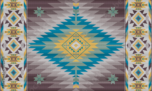 American ethnic native pattern.Traditional Navajo,Aztec,Apache,Southwest and Mexican style fabric pattern.Abstract vector motifs pattern.Design for fabric,clothing,blanket,carpet,woven,wrap,decoration