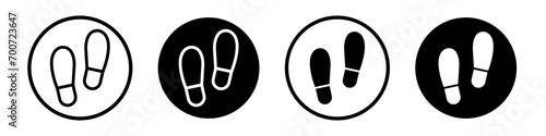 Footprint icon set. carbon footstep vector symbol. shoe or boot barefoot sign in black filled and outlined style.