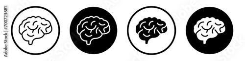 Human brain icon set. mind memory vector symbol. mental psychology sign in black filled and outlined style.