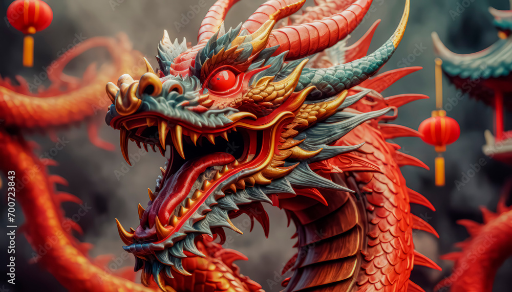 Obraz premium Beautiful fantasy dragon. Year of the Dragon according to the eastern horoscope
