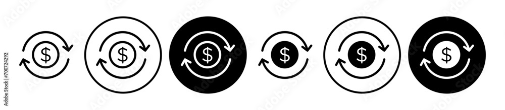 Turnover vector icon set. Business revenue money symbol. Annual budget sign suitable for apps and websites UI designs. - obrazy, fototapety, plakaty 
