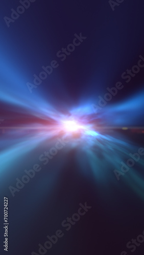 Space cosmic light with a twinkling star in the center. Vertical illustration background.
