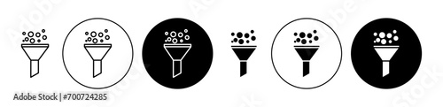 Content curation vector icon set. Data funnel symbol. Filter curator sign suitable for apps and websites UI designs.