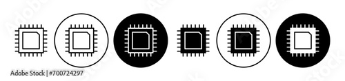 Processor vector icon set. Motherboard microchip circuit symbol. Computer semiconductor chip sign. CPU PCB digit chip suitable for apps and websites UI designs. photo