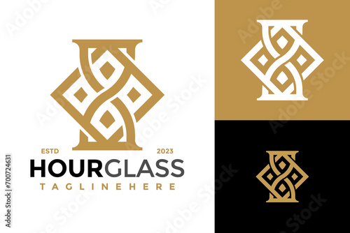 Elegant Hourglass Logo design vector symbol icon illustration