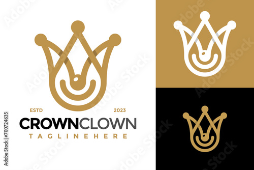 Smile Crown Clown Logo design vector symbol icon illustration