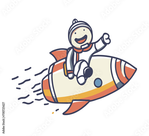 cute astronaut jump character vector