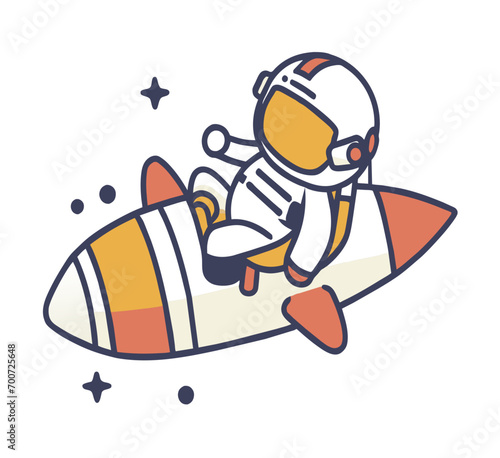 cute astronaut jump character vector © dejanira