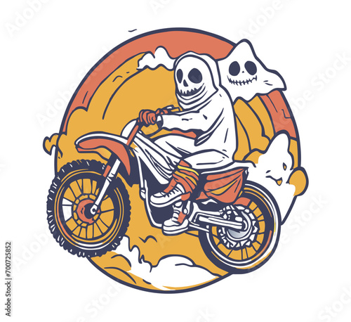 ghost riding motorcycle vector