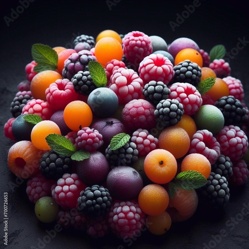 Mix of many berries. AI generated illustration