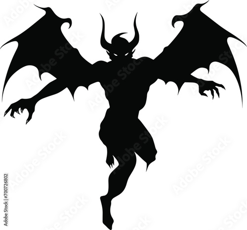 Silhouette of flying evil spirit in vector style collection. Graphic resource about ghost and fantasy. AI generated illustration.