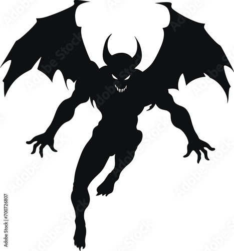 Silhouette of flying evil spirit in vector style collection. Graphic resource about ghost and fantasy. AI generated illustration.