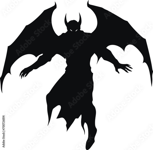 Silhouette of flying evil spirit in vector style collection. Graphic resource about ghost and fantasy. AI generated illustration.