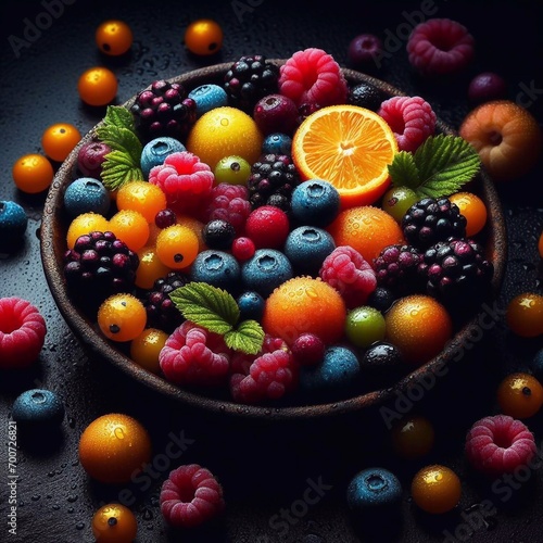 Mix of many berries. AI generated illustration