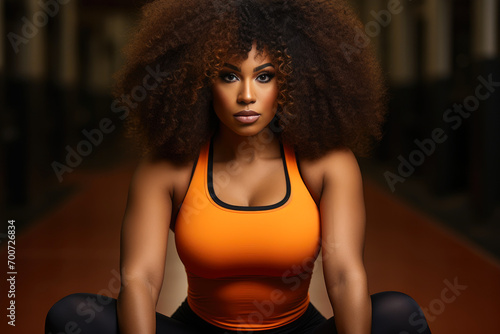 Athletic Elegance: Confident 30-Year-Old Black Woman in Fitness Gear