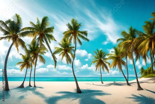 tropical  island with beach and palm trees © tayyaba