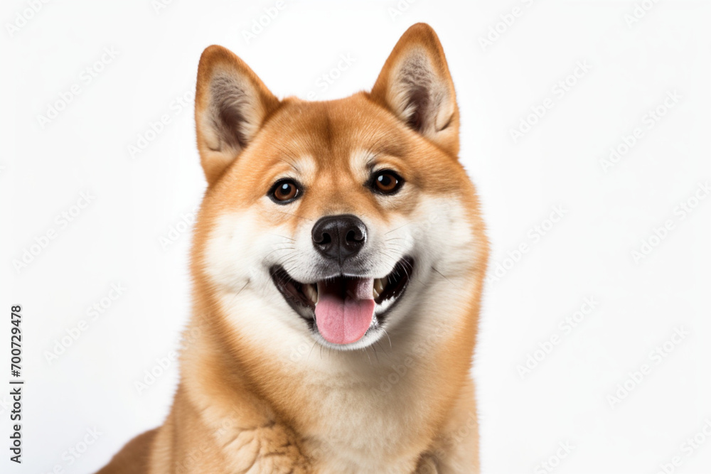 Akita inu Dog close-up portrait on a white background. Akita inu Dog close-up portrait on a white background.