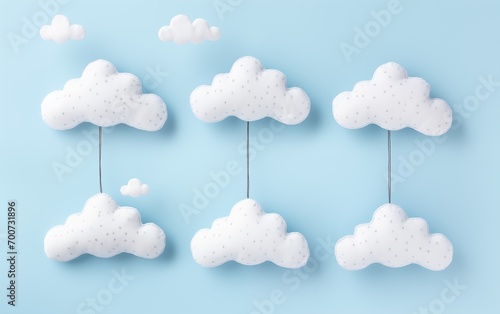 Photo Backdrop or Wallpaper: Blue Background with Handcrafted Clouds for a Child's Room