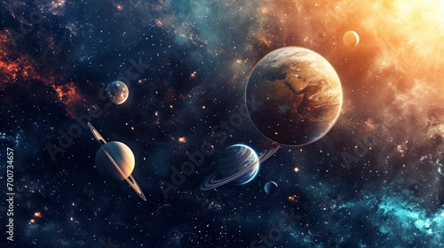 Astrological background with planets and copy space