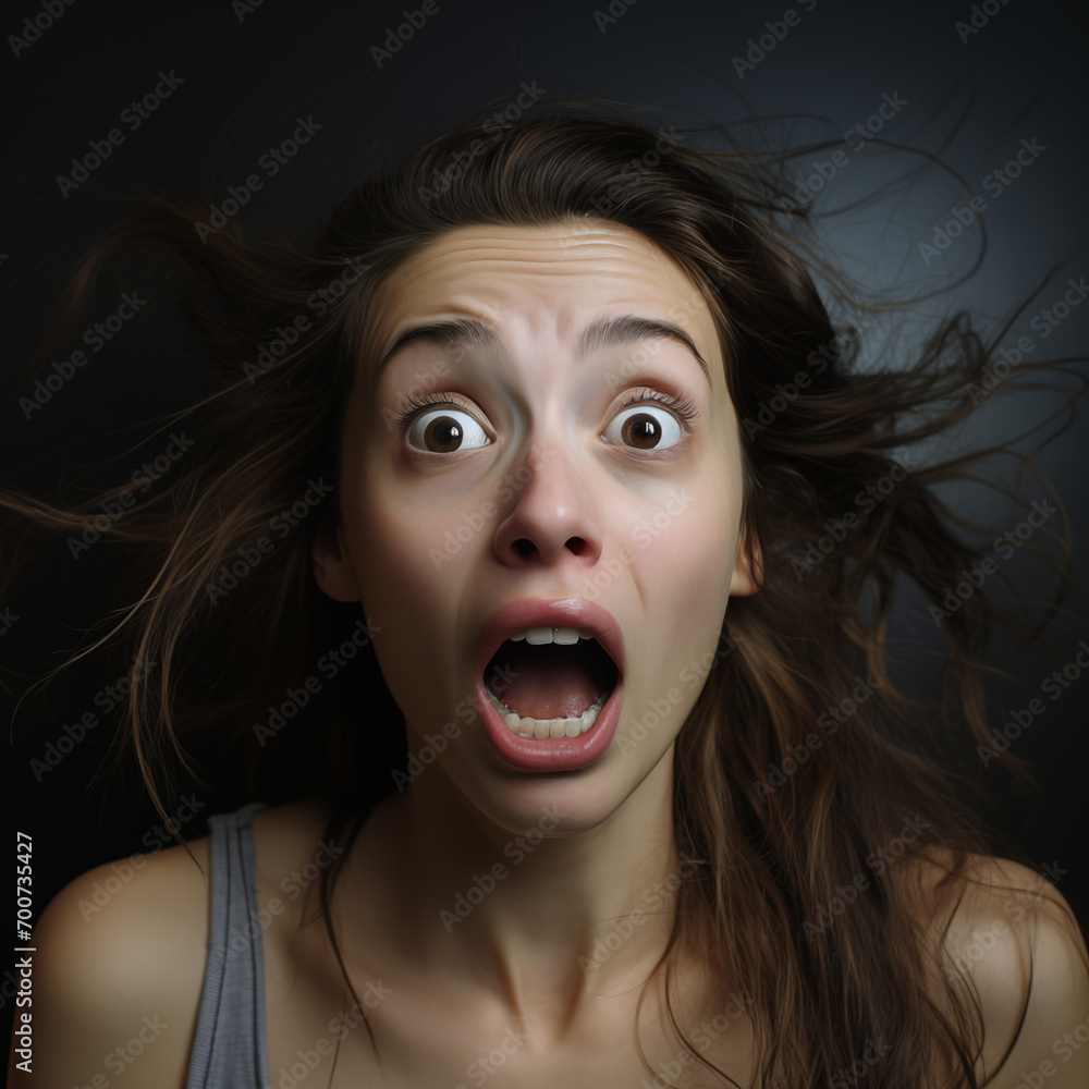 portrait of a woman screaming