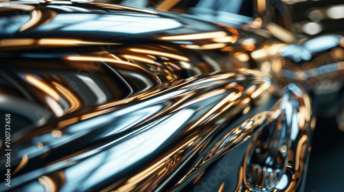 Close-up of a high-resolution, detailed polished metal texture, reflecting industrial elegance