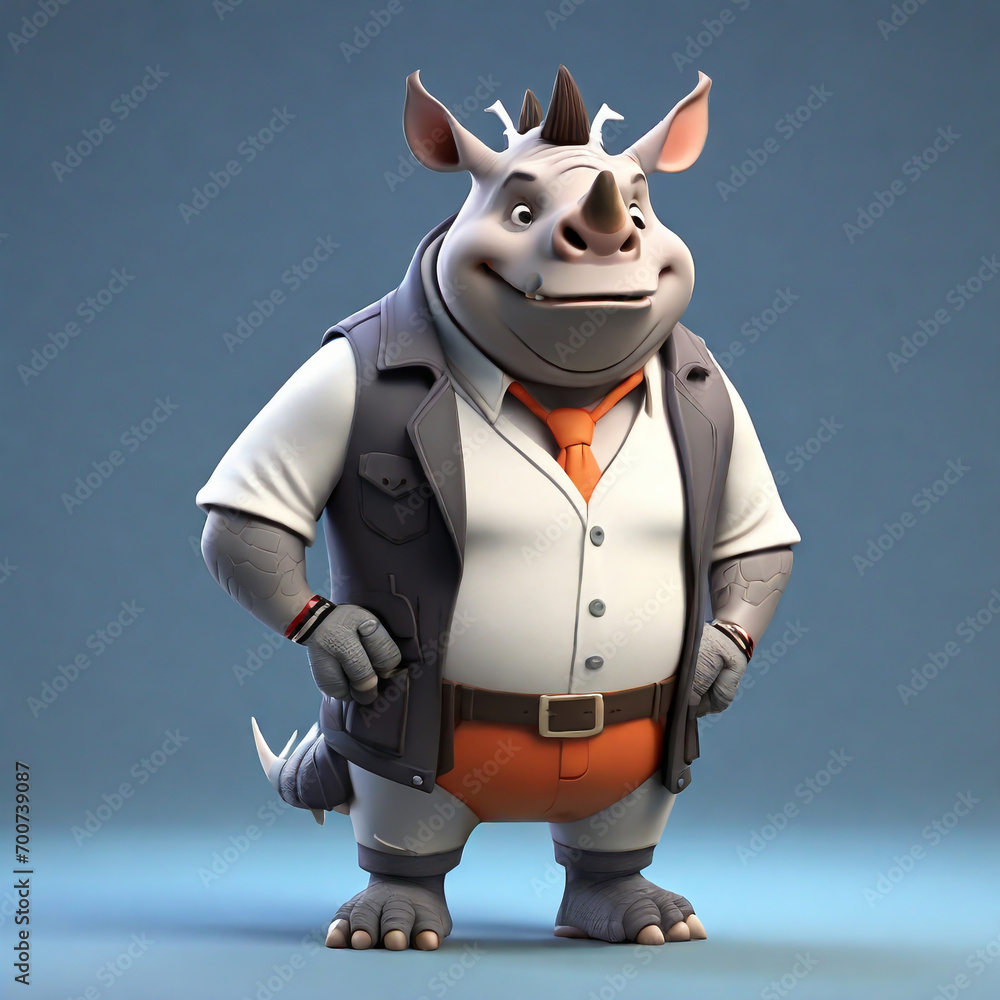 3D Cartoon character of a Rhino 3D Cartoon character of a Rhino