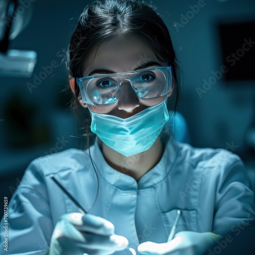 Female dentist at work