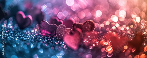 Heart shape Valentine's Day bokeh background, women's day love gradient.
