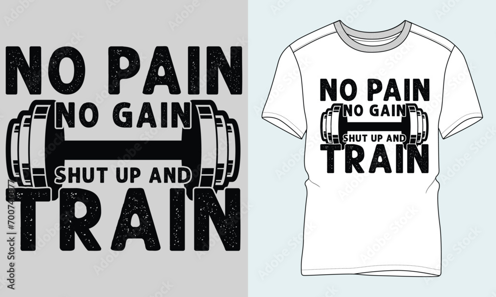 Fitness Typography T-shirt vector design. No pain No gain
motivational and inscription quotes. perfect for print item and bags, posters, cards. 
isolated on black background
