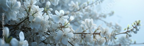 a background of white flowers on a blue background