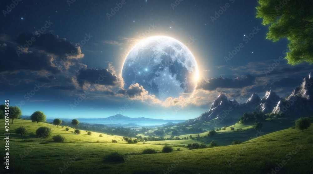 Landscape under the moon