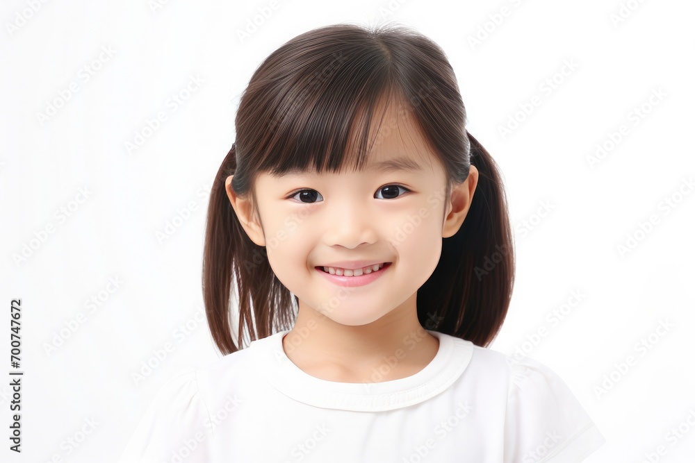 Asian smiling little girl portrait isolated on white Background Asian smiling little girl portrait isolated on white Background