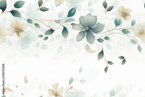 Beautiful flowers and green leaf with white background