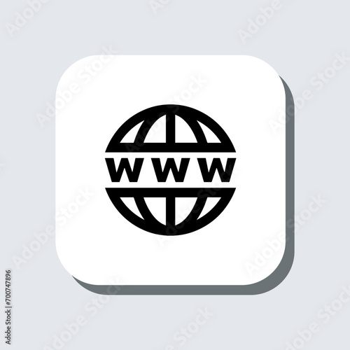 Www icon vector. Website sign symbol in trendy flat style. World wide web internet vector icon illustration in square isolated on gray background