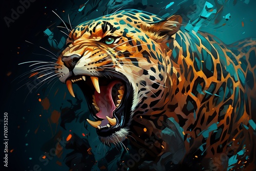 3D cartoon illustration, a beautiful jacksonville jaguar in teal and gold photo