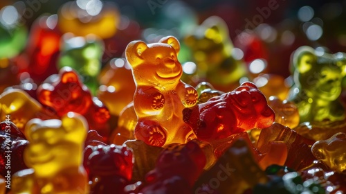 Vitamins for children, jelly gummy bears candy photo