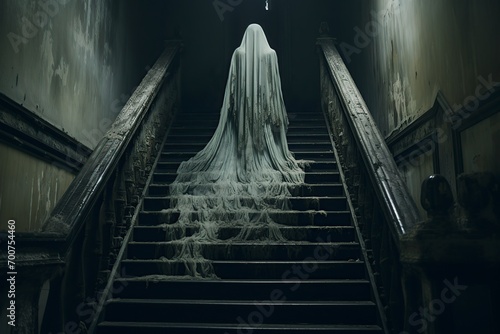lonely ghost tormented on the stairs