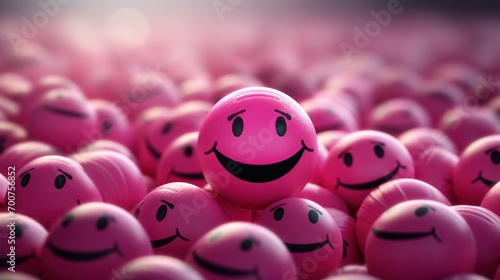 Smiley face emoji on pink balls