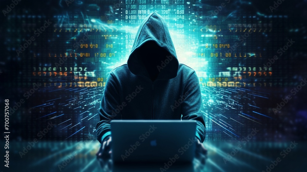 hacker with laptop computer hacker with laptop computer