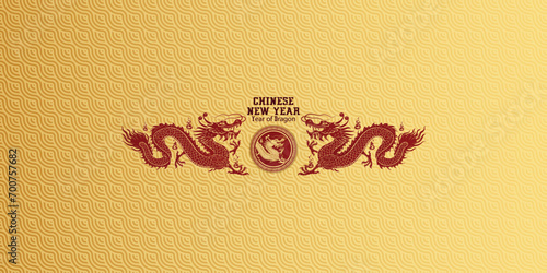 chinese new year 2024, year of dragon background. vector illustration