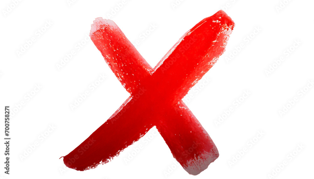 X mark painted red isolated on transparent background. X mark painted red isolated on transparent background.