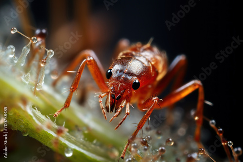 red ant on a leaf © paul