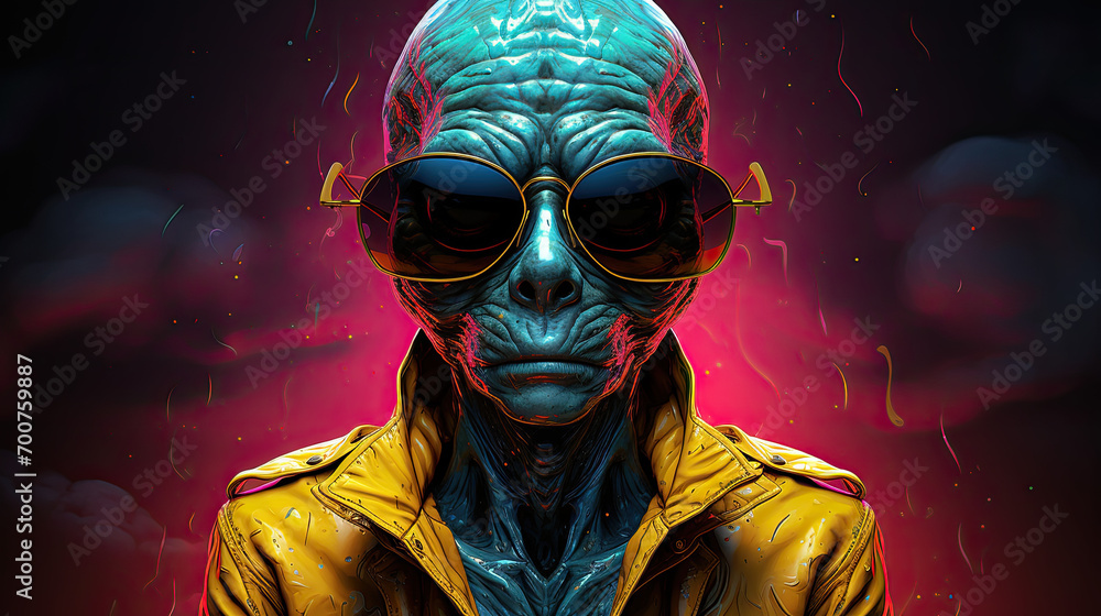 illustration of an alien in sunglasses illustration of an alien in sunglasses