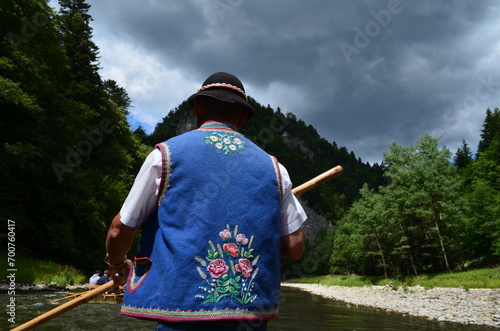 Obraz na plátně Spływ Dunajcem tratwami, flisak, Polska